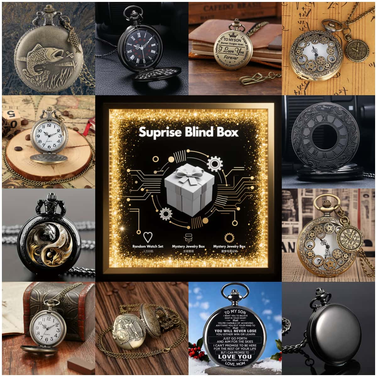 Vintage Fashion For Mens - 1PC Kotak Misteri Jam Tangan Kejutan