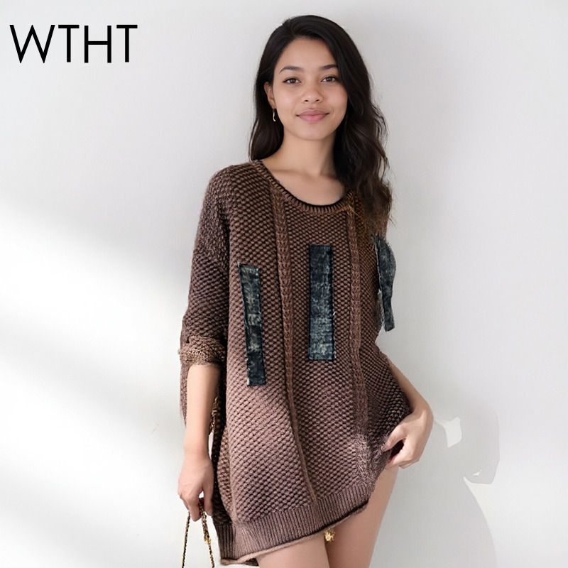 Vintage Fashion Influencer - WTHT Vintage Trendy Wanita Pullover Rajut