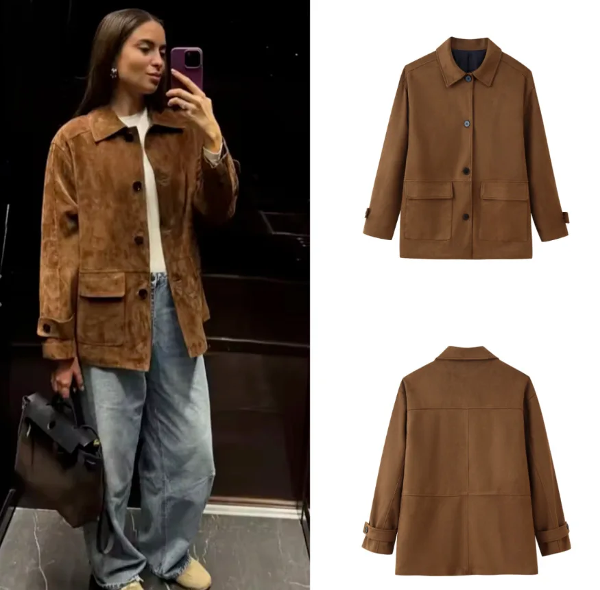 Vintage Fashion Old Money - Jaket Kulit Suede Cokelat Gaya Old