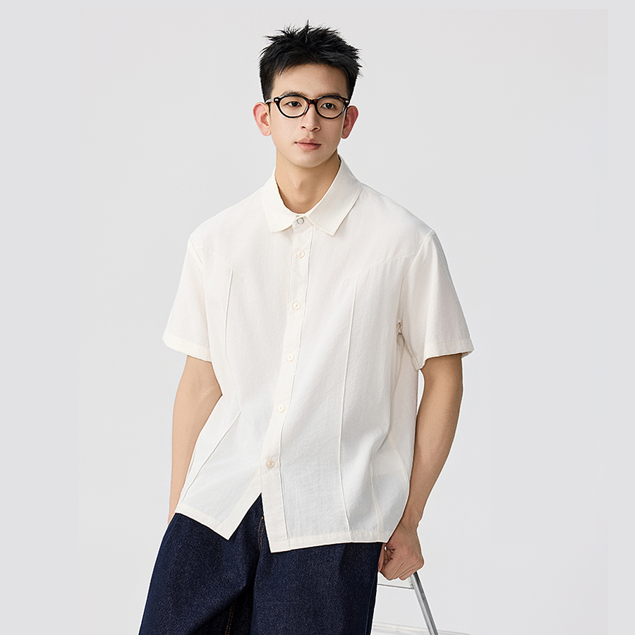 Vintage Fashion Old Money - Kemeja Lengan Pendek Kasual Longgar Fashion