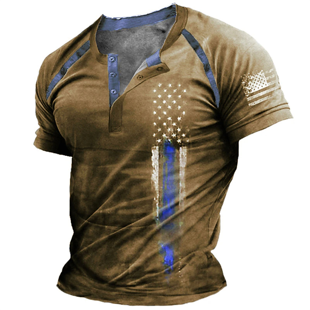 Vintage Fashion For Mens - Kaos Henry Pria Motif Bendera Amerika