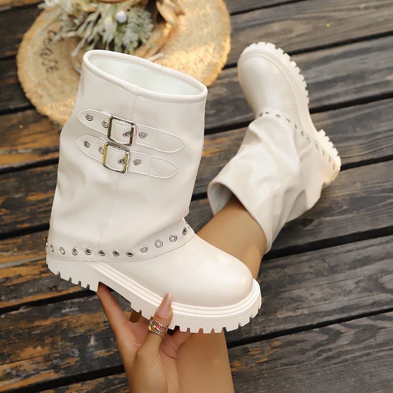 Vintage Fashion Wear - Sepatu Bot Wanita Vintage Warna Solid