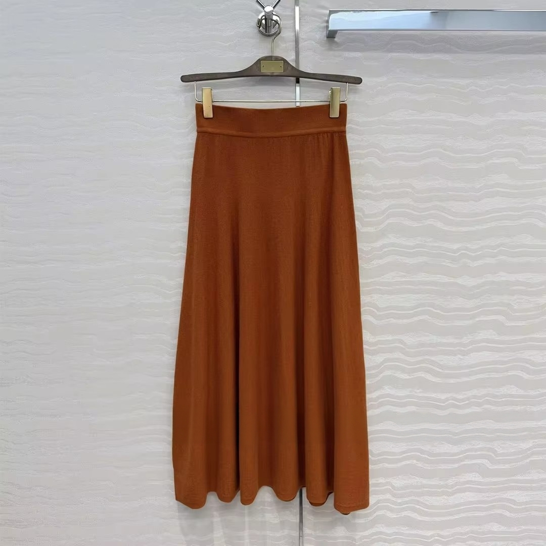 Vintage Fashion Old Money - Rok Panjang A-line Rajutan Wol Pinggang