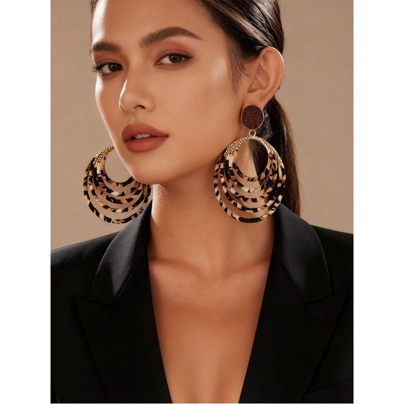 Vintage Fashion Illustrations - 1 Pasang Anting Mewah Motif Leopard