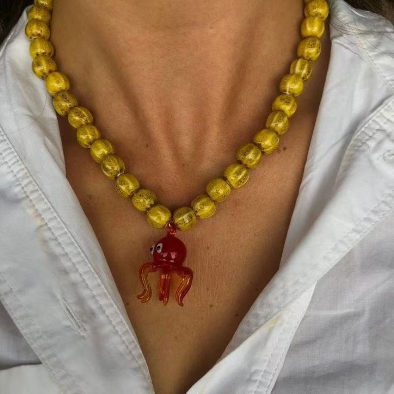 Vintage Fashion Influencer - Kalung Liontin Gurita Kaca Gaya Selebgram