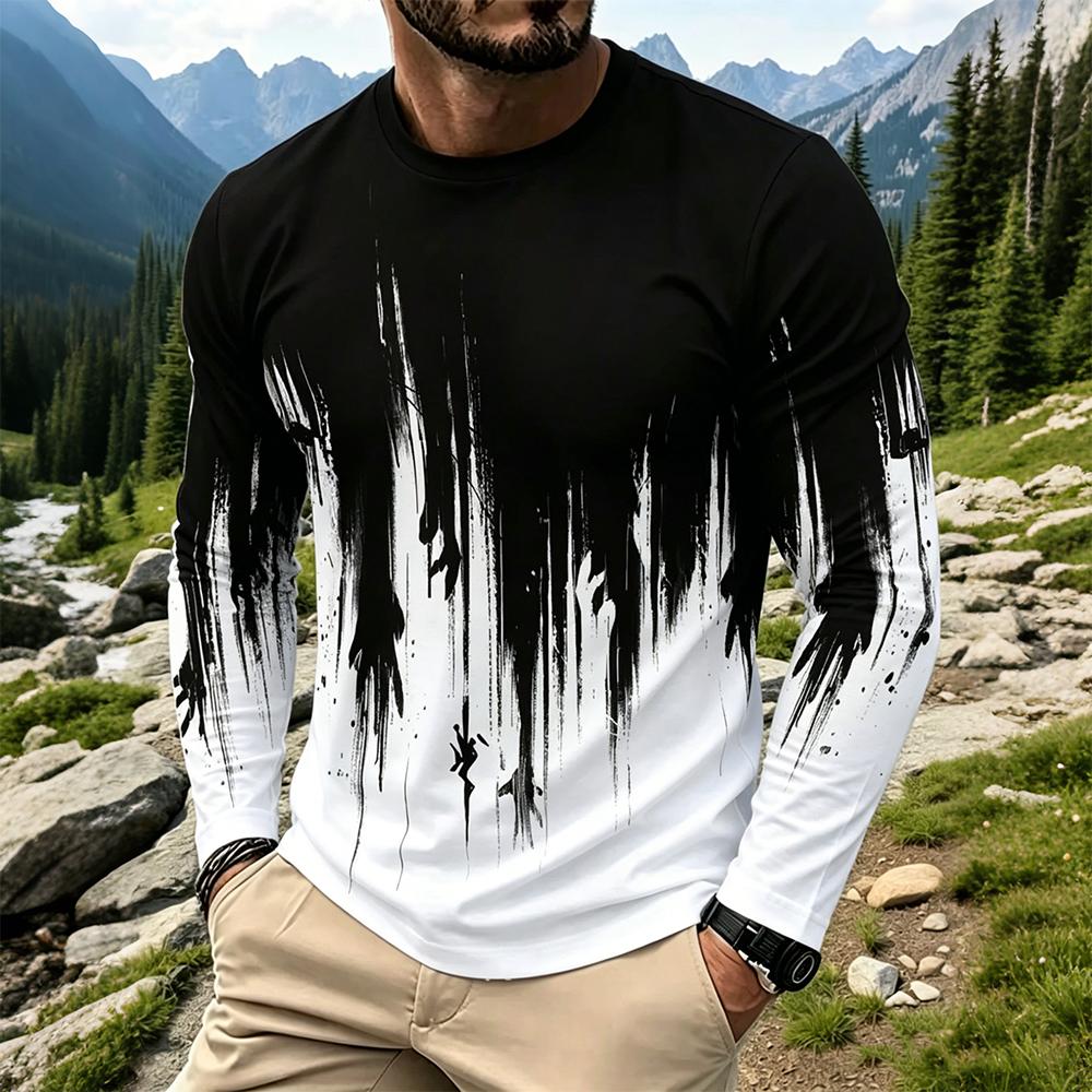 Vintage Fashion For Mens - Kaos Lengan Panjang Pria Motif Tinta