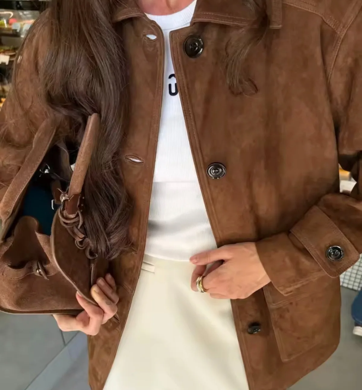 Jaket Kulit Suede Cokelat Gaya - Vintage Fashion Old Money ulasan dan harga