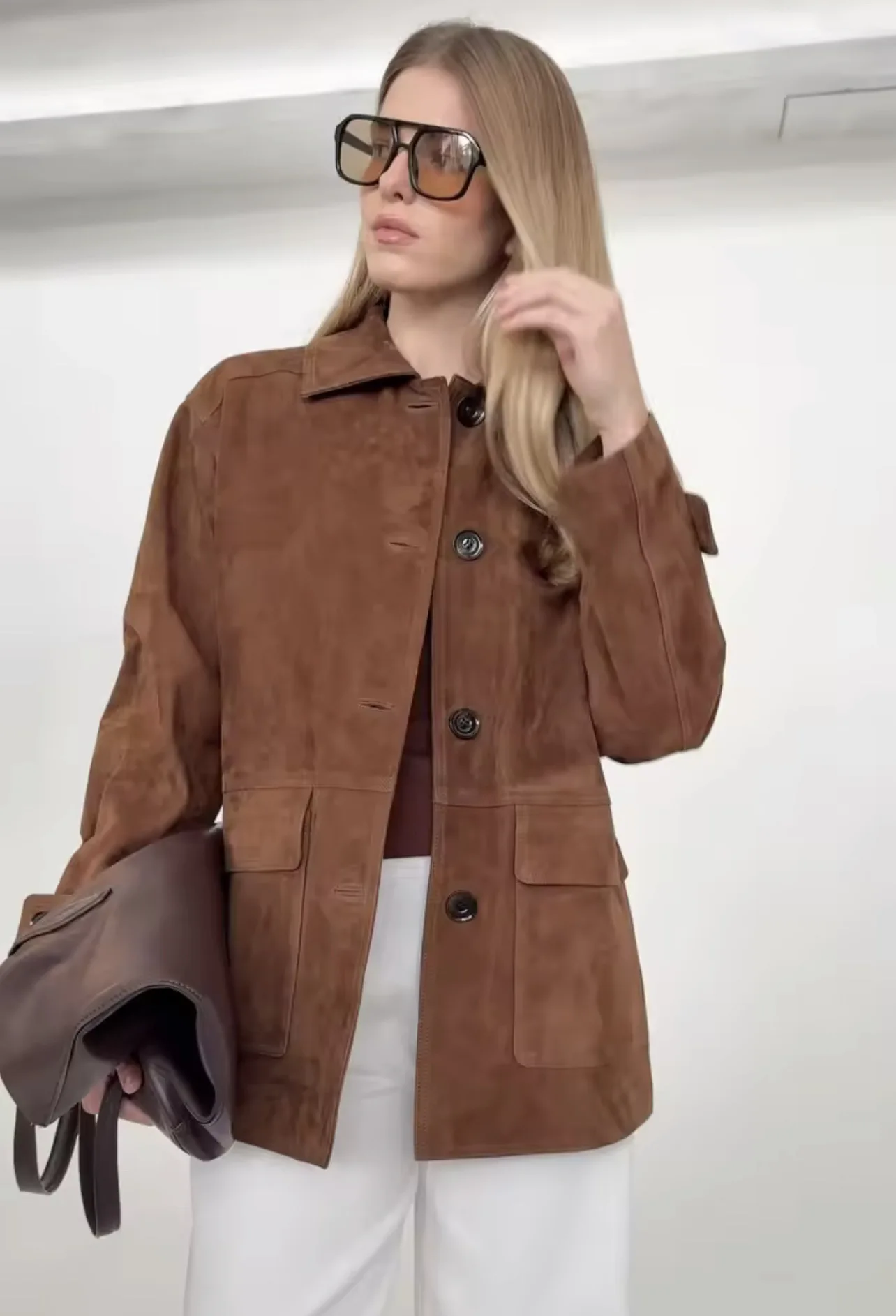 Jaket Kulit Suede Cokelat Gaya - Vintage Fashion Old Money ulasan dan harga