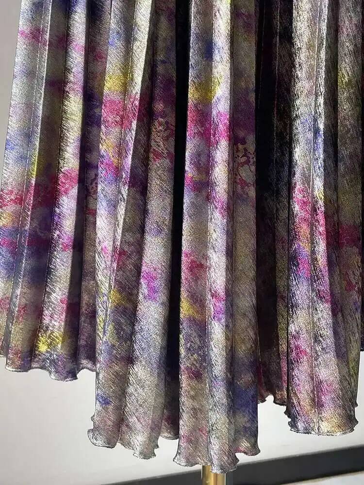 Rok Midi Mewah Berkilau Warna- - Vintage Fashion Old Money ulasan dan harga