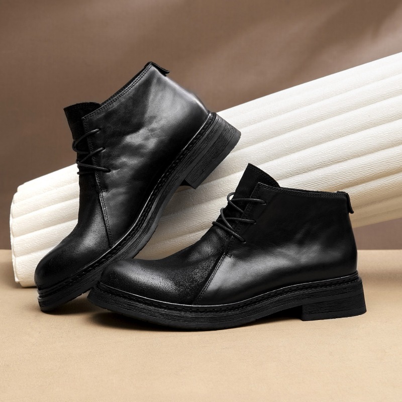 Sepatu Bot Kulit Asli Pria Vin - Vintage Fashion For Mens ulasan dan harga