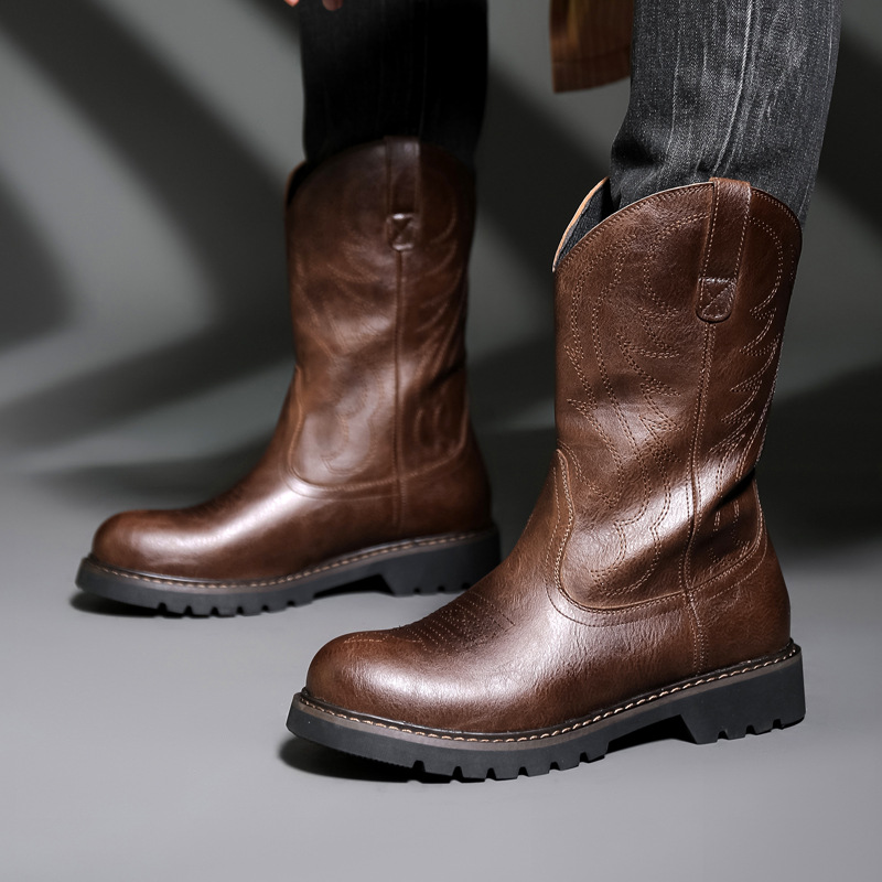 Sepatu Bot Koboi Pria Fashion  - Vintage Fashion For Mens ulasan dan harga