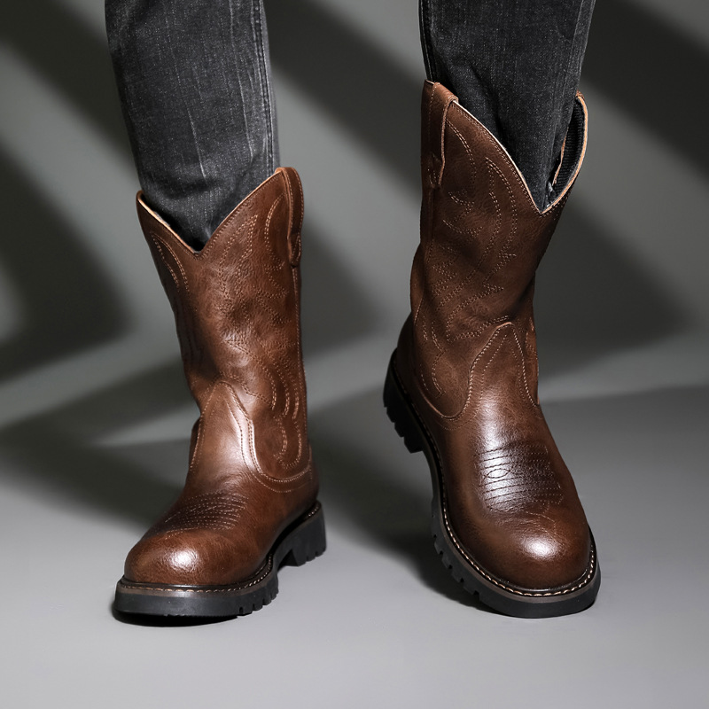 Sepatu Bot Koboi Pria Fashion  - Vintage Fashion For Mens ulasan dan harga
