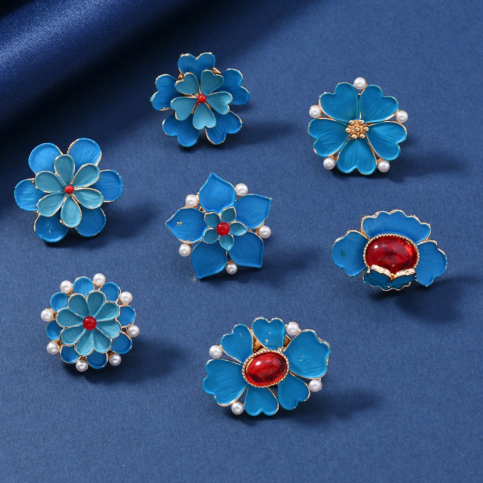Bros Bunga Enamel Biru Vintage - Vintage Fashion Wear ulasan dan harga